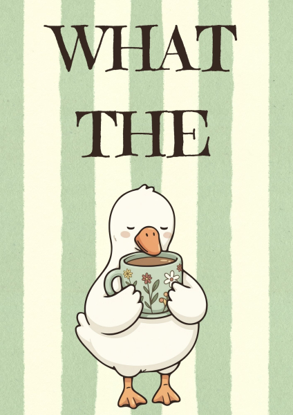 Bügelbild What the Duck Kaffee / Tee Grün